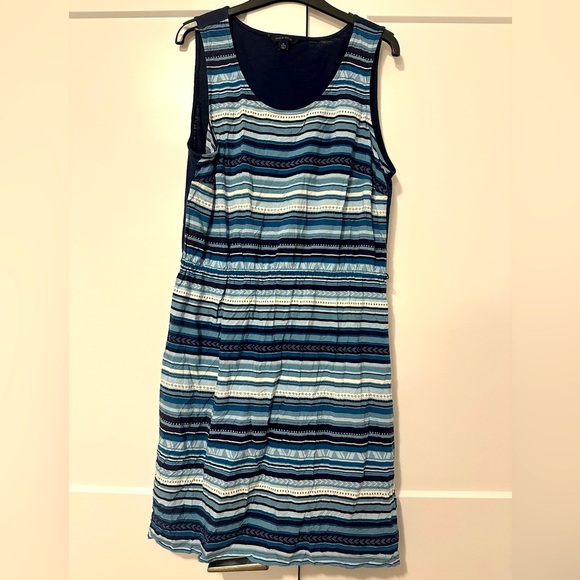 Tommy Hilfiger A-Line Dress Navy Blue White Stripe Sleeveless Size Extra Large - Picture 1 of 10